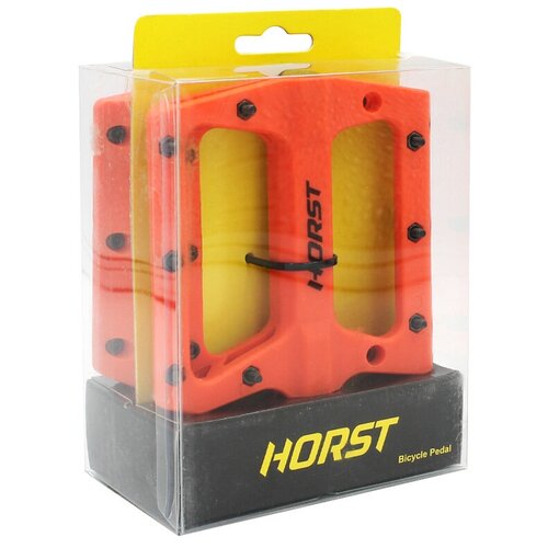 фото Педали h601 нейлон широкие оранжевые 105х98х16 мм horst 00-170848