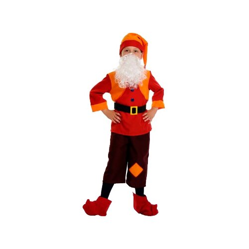 Костюм КАРНАВАЛОФФ, размер 128-134, красный/оранжевый карнавальный костюм гном колпак борода рубашка пояс штаны башмаки р 34 рост 134 см