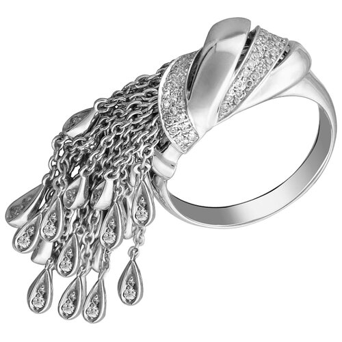 фото Эстет кольцо капли с 100 бриллиантами из белого золота 01к6213142, размер 17.5