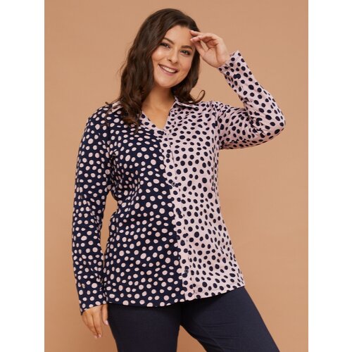 Блузка рубашка женская Алтекс сине-розовая, размер 54
