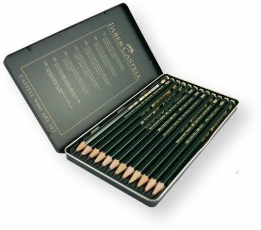 Карандаш чернографитовый Faber-Castell Castell 9000 твердость 2B 4B B HB 6В 8В в металлической коробке 6 шт. - фото №12