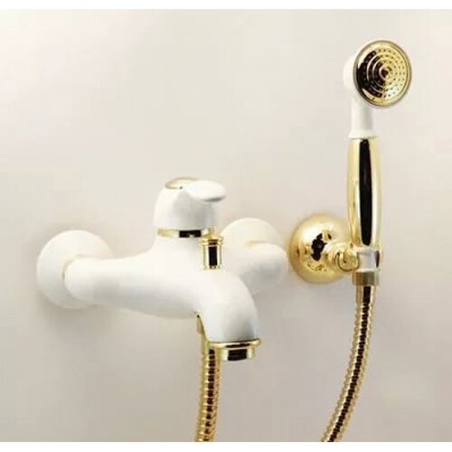 Смеситель для ванны с душевым комплектом WEBERT AURORA AU850101027 белый/золото смеситель на борт ванны webert aurora au850701010 золото
