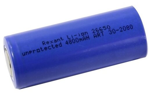 Аккумулятор Li-ion 26650 unprotected 4800 mAH 3.7 В Rexant 30-2080