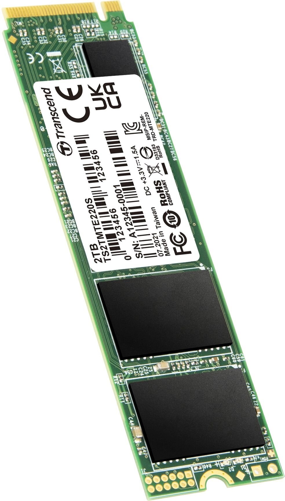 Накопитель SSD M.2 2280 Transcend MTE220S 2TB NVMe PCIe Gen3 x4 3D TLC 3500/2700MB/s IOPS 340K/310K MTBF 2M - фото №3