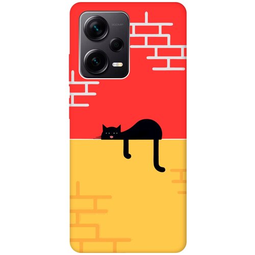 Силиконовый чехол на Xiaomi Redmi Note 12 Pro, Note 12 Pro+, Note 12 Explorer Edition Silky Touch Premium с принтом Lazy Cat красный матовый soft touch силиконовый чехол на xiaomi redmi note 12 сяоми редми ноут 12 с 3d принтом gucci stickers черный