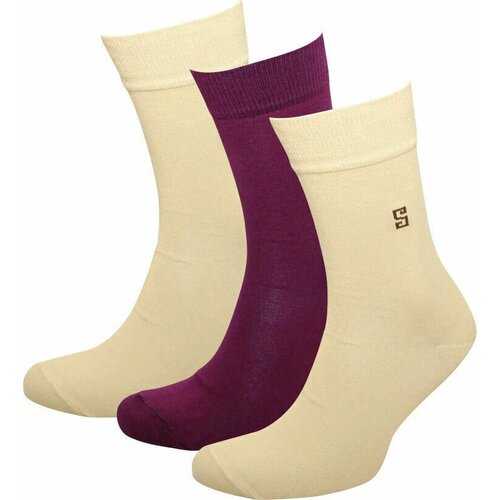 Мужские носки STATUS, 3 пары, классические, размер 27, бордовый, бежевый