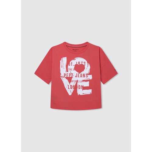 футболка для девочек, Pepe Jeans London, модель: PG502953, цвет: красный, размер: 12