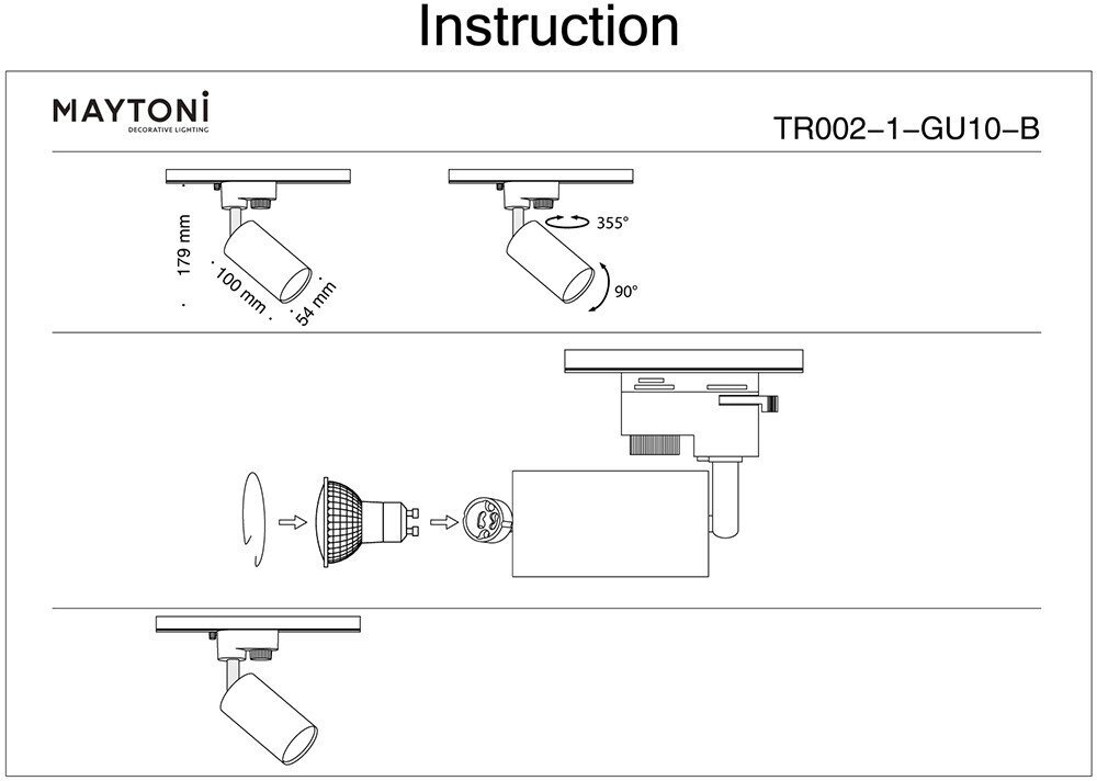 Трековый светильник-спот MAYTONI Track Lamps TR002-1-GU10, кол-во ламп: 1 шт., цвет плафона: черный - фотография № 6