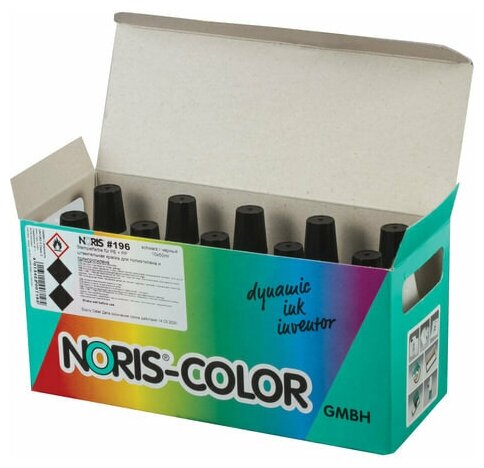 Краска штемпельная NORIS, черная, 50 мл (специальная для полиэтилена и полипропилена), 196Сч, 223621