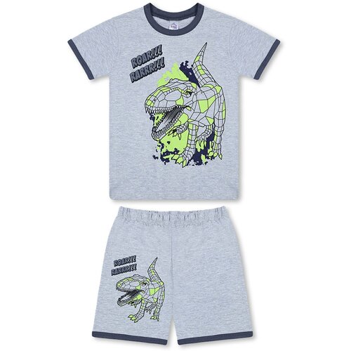 Костюм для мальчика - Серый меланж - Динозавр , размер 104