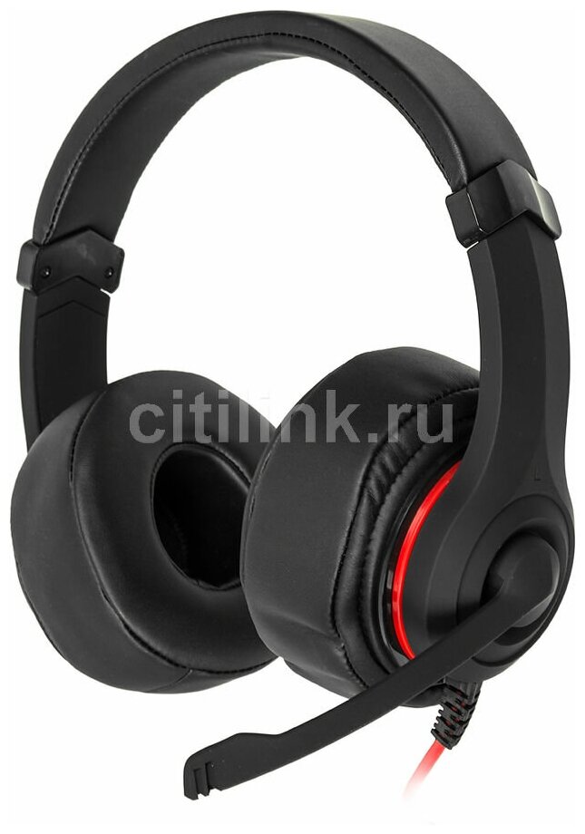 Гарнитура игровая Oklick HS-L330G NIGHTMARE, для компьютера, мониторные, черный / красный [359481]