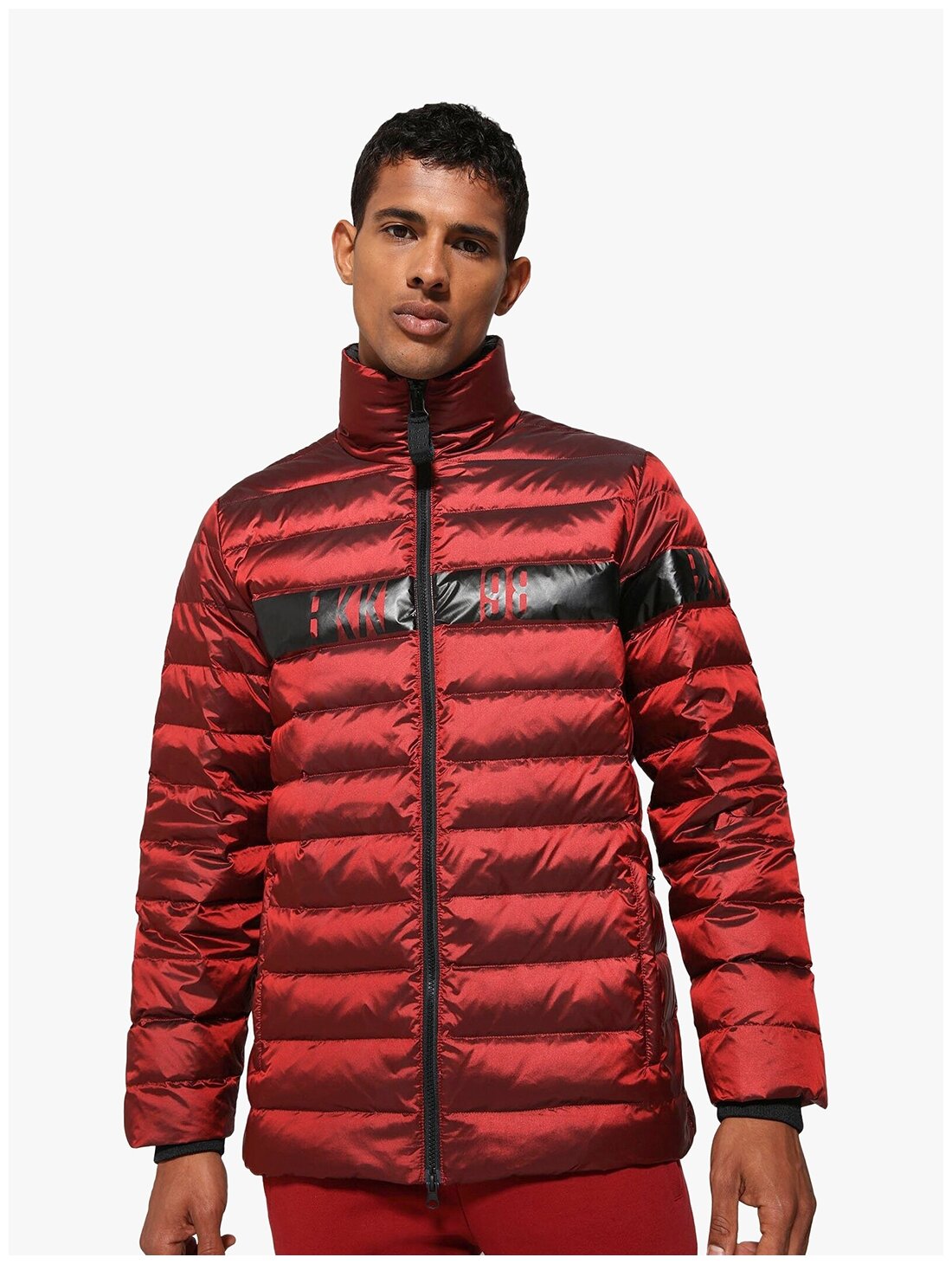 куртка BIKKEMBERGS, демисезон/зима, силуэт полуприлегающий, стеганая, карманы, размер 46, красный - фотография № 1