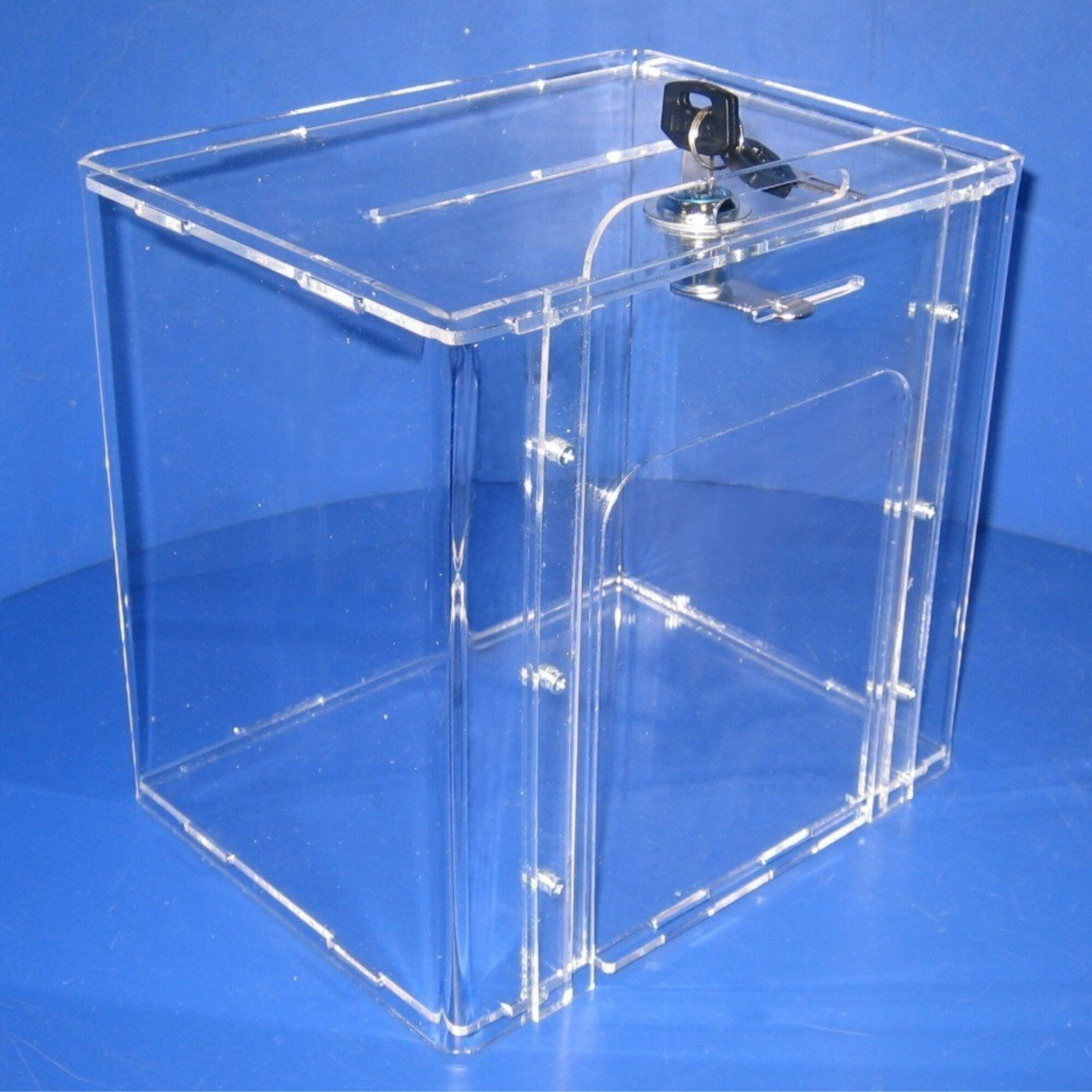 Ящик для анкет, пожертвований, урна для голосования 20х20х16см из 2-х мм прозрачного оргстекла