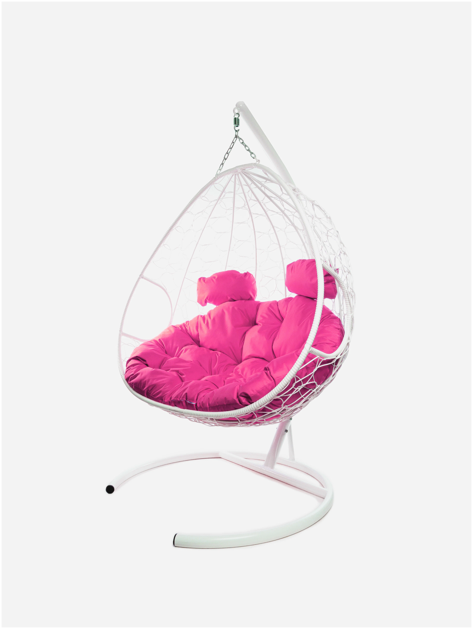 Подвесное кресло m-group для двоих белое, розовая подушка - фотография № 1