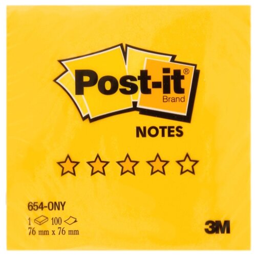 3M Бумага для заметок с липким слоем POST-IT OPTIMA ( 76 x 76 мм) 100 л. Лето, желтый неон 654-ONY 27477061392 3m post it self sticky notes 100 pcs yellow