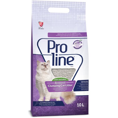 Proline Комкующийся наполнитель для кошачьего туалета, лотка, глиняный, без пыли, с ароматом лаванды 20 л
