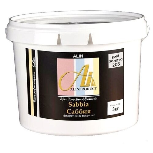 Декоративное покрытие Alinproduct Sabbia, gold 205 , 3 кг декоративное покрытие alinproduct texture di seta 205 gold 1 кг