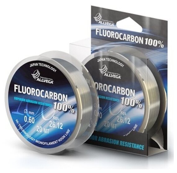 Флюорокарбон Allvega "FX FLUOROCARBON 100%" 0.60мм (20м) (26, 12кг)(прозрачная)