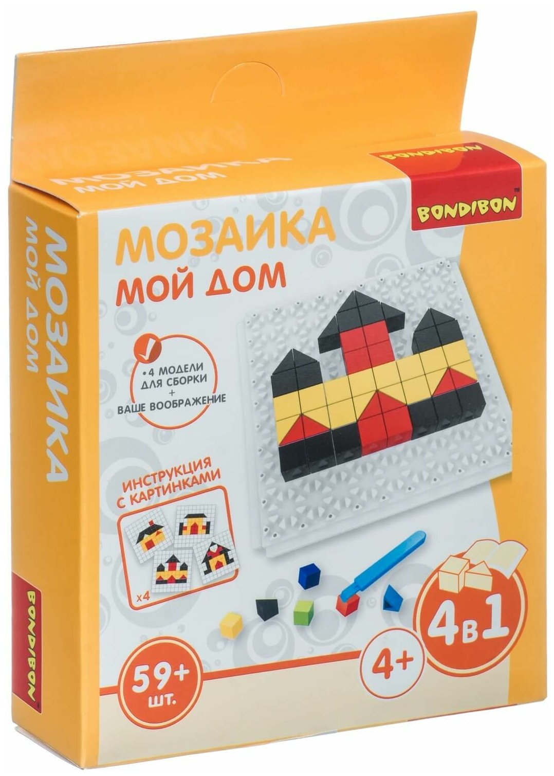 Логические, развивающие игры и игрушки Bondibon Мозаика «МОЙ ДОМ», 59 дет, BOX 13x3,5x14 см ВВ4423