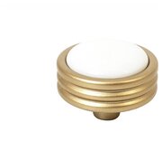 Ручка мебельная кнопка Giusti (Италия) матовое золото + фарфор (1 шт.)