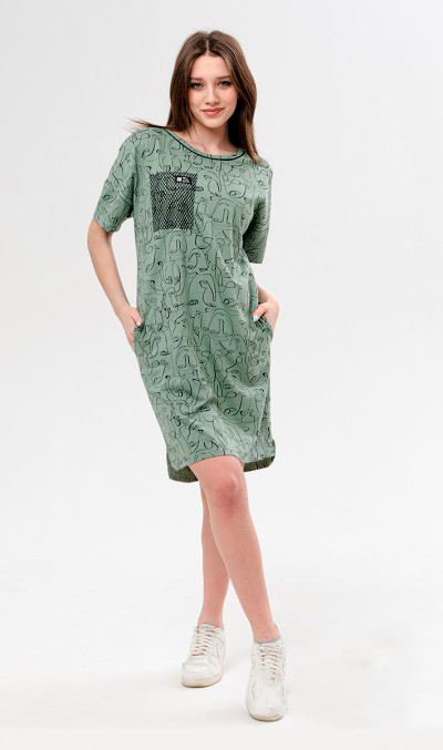 Платье RASH, размер 52, хаки, зеленый