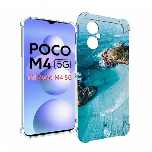 Чехол MyPads красивый голубой залив для Xiaomi Poco M4 5G задняя-панель-накладка-бампер