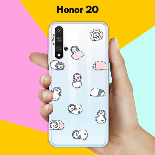 Силиконовый чехол Узор из пингвинов на Honor 20