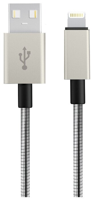 Дата-кабель Akai CE-605S разъем 8-pin Apple Lightning 1м оплетка металл серебро 2043₽