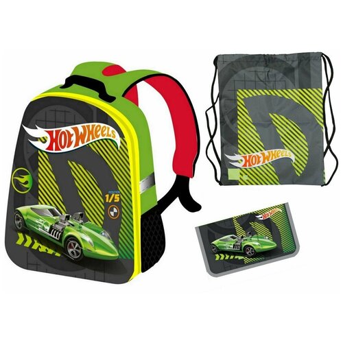 Рюкзак CENTRUM Hot Wheels, каркасный, формованный зеленый 36см х 30см х 17 см