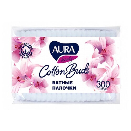 Ватные палочки Aura Beauty Cotton buds, белый, 300 шт., пакет
