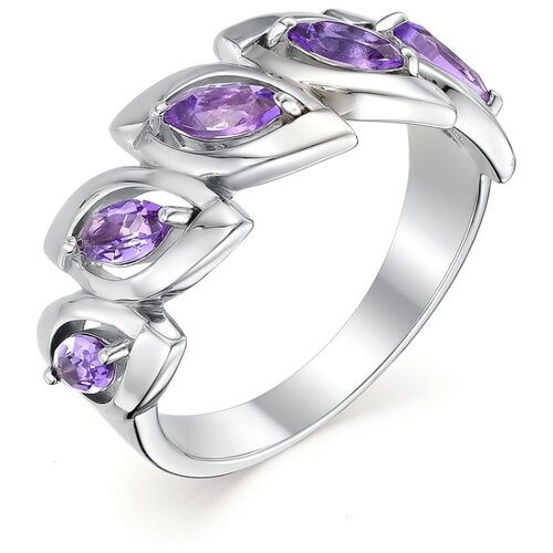 фото Алькор кольцо с 5 аметистами из серебра 01-0511-00ам-00, размер 17