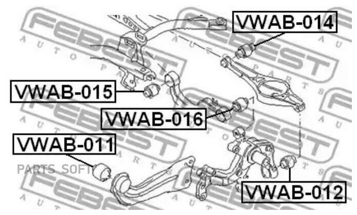 С-б. зад. подвески AUDI A3/A3 SPORTBACK 8P 2003-2013 FEBEST арт. VWAB-014