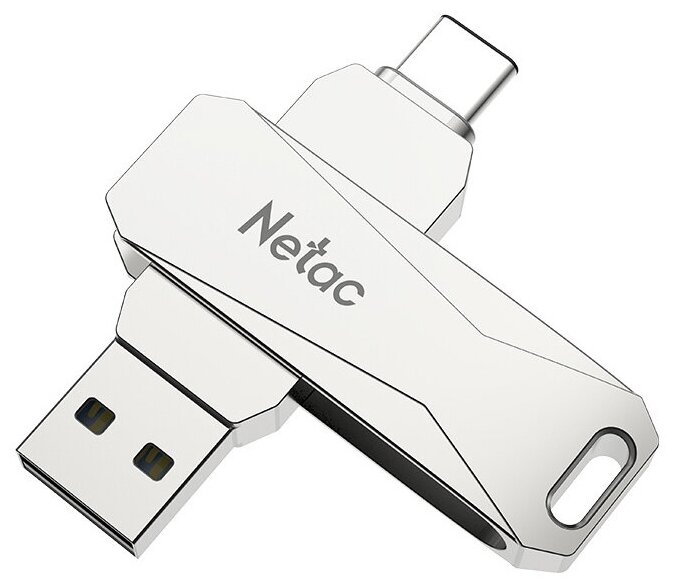 Накопитель USB 3.0/USB Type-C 512Гб Netac U782C (NT03U782C-512G-30PN) серебристый