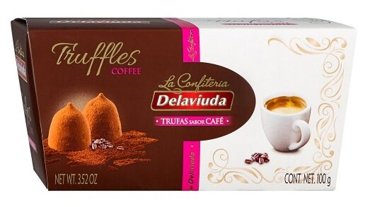 Трюфели Delaviuda с какао со вкусом кофе 100 г. - фотография № 1
