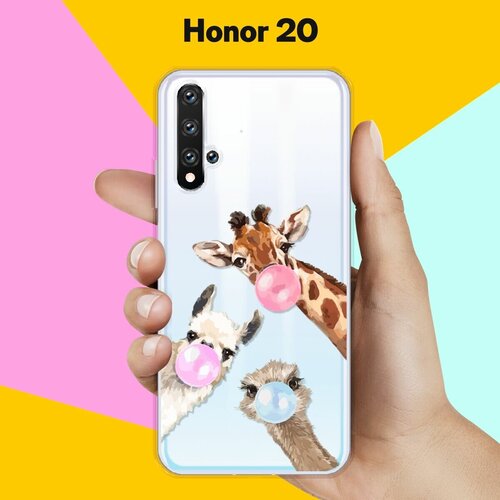 Силиконовый чехол Лама, жираф и страус на Honor 20