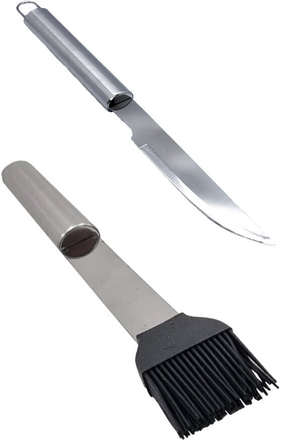 Нож и кисточка силиконовая для кухни, набор кухонных принадлежностей, для барбекю (BBQ) и гриля, из нержавеющей стали, 2 предмета - фотография № 4