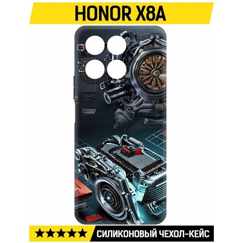 Чехол-накладка Krutoff Soft Case Моторы для Honor X8a черный чехол накладка krutoff soft case кроссовки женские цветные для honor x8a черный