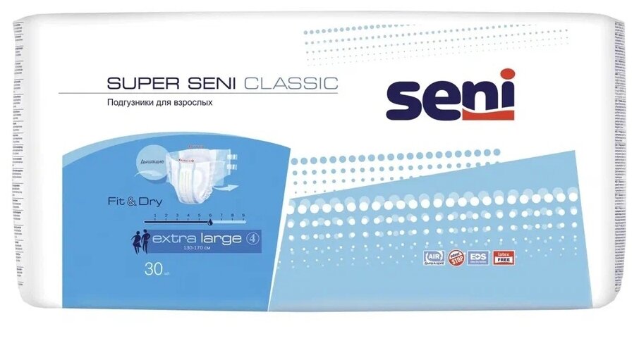 Seni Подгузники для взрослых Seni Super Seni Classic extra large, 30 шт