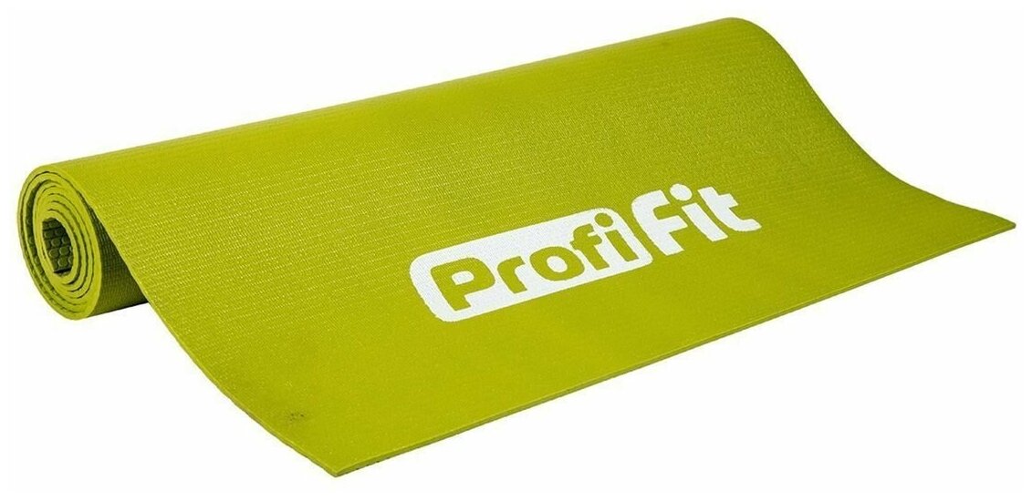 Коврик для йоги и фитнеса, 4 мм, ПРОФ плюс (светло-зеленый), Profi-Fit