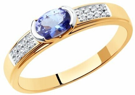 Кольцо Diamant online, золото, 585 проба, бриллиант, танзанит