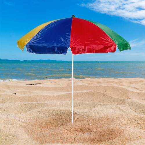 Зонт пляжный с наклоном d=220, стойка 30/33мм, полиэстер 210D, разноцвет. 1-2. SALE
