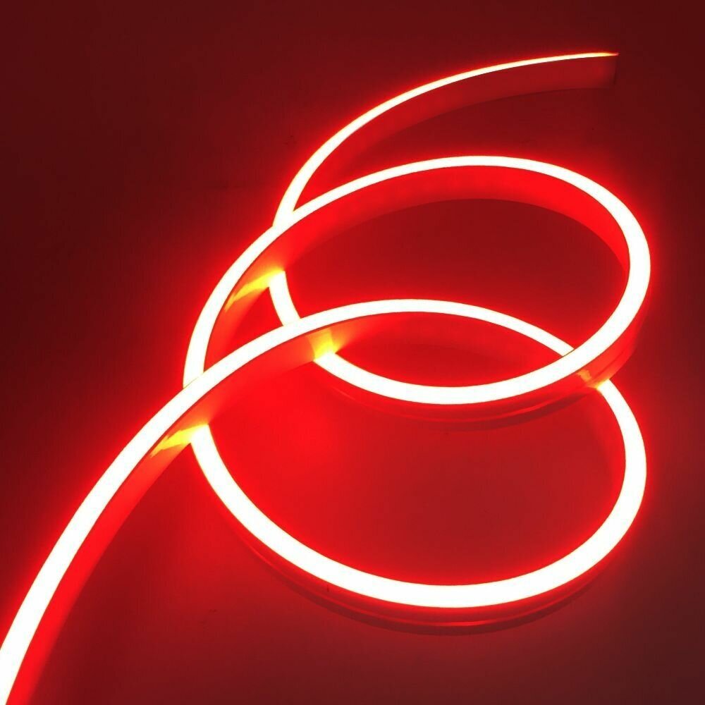 Гибкий неон, цвет красный, неоновая светодиодная лента 6х12мм, 12V DC, 120 LED/m, IP 65 - фотография № 4