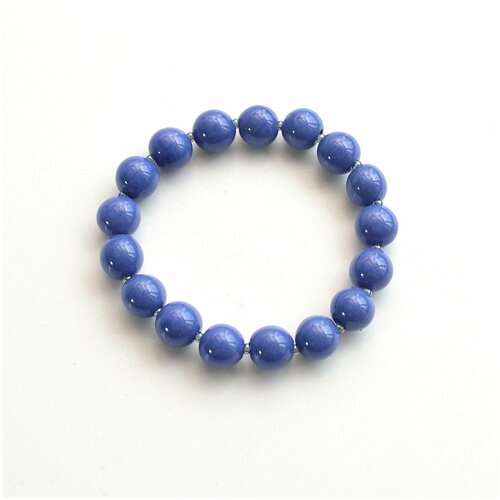 фото Синий браслет из круглых фарфоровых бусин ручной работы, размер 21 см tularmodel