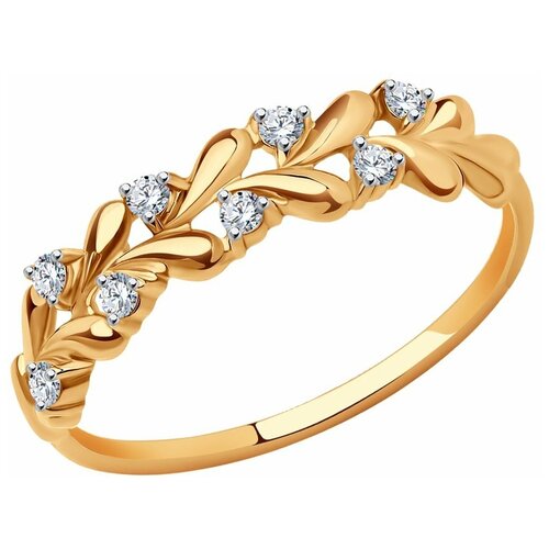Кольцо Яхонт, золото, 585 проба, фианит, размер 17, бесцветный кольцо яхонт красное золото 585 проба горный хрусталь размер 17 бесцветный
