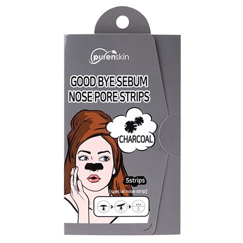 Полоски для носа PURENSKIN GOOD BYE SERUM для очищения пор с древесным углем 5 шт