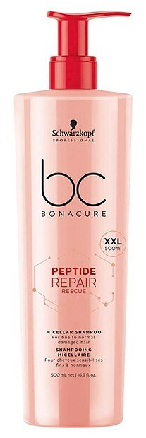 Schwarzkopf BONACURE Peptide Repair Rescue Шампунь Спасительное Восстановление мицеллярный для тонких волос 500мл