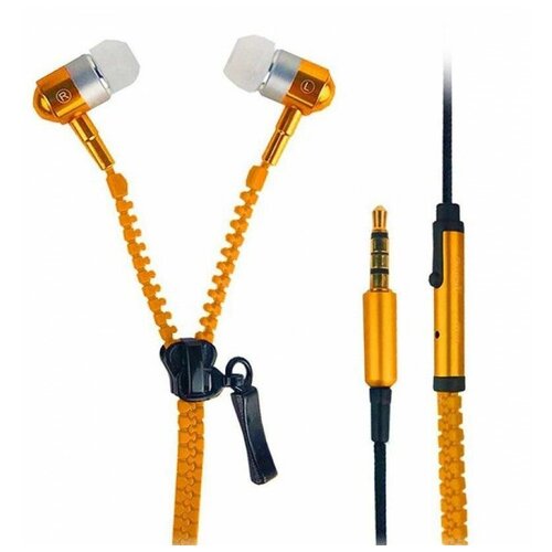 Проводные наушники с микрофоном внутриканальные Zipper 35 Jack оранжевые 1 упаковка 29900₽