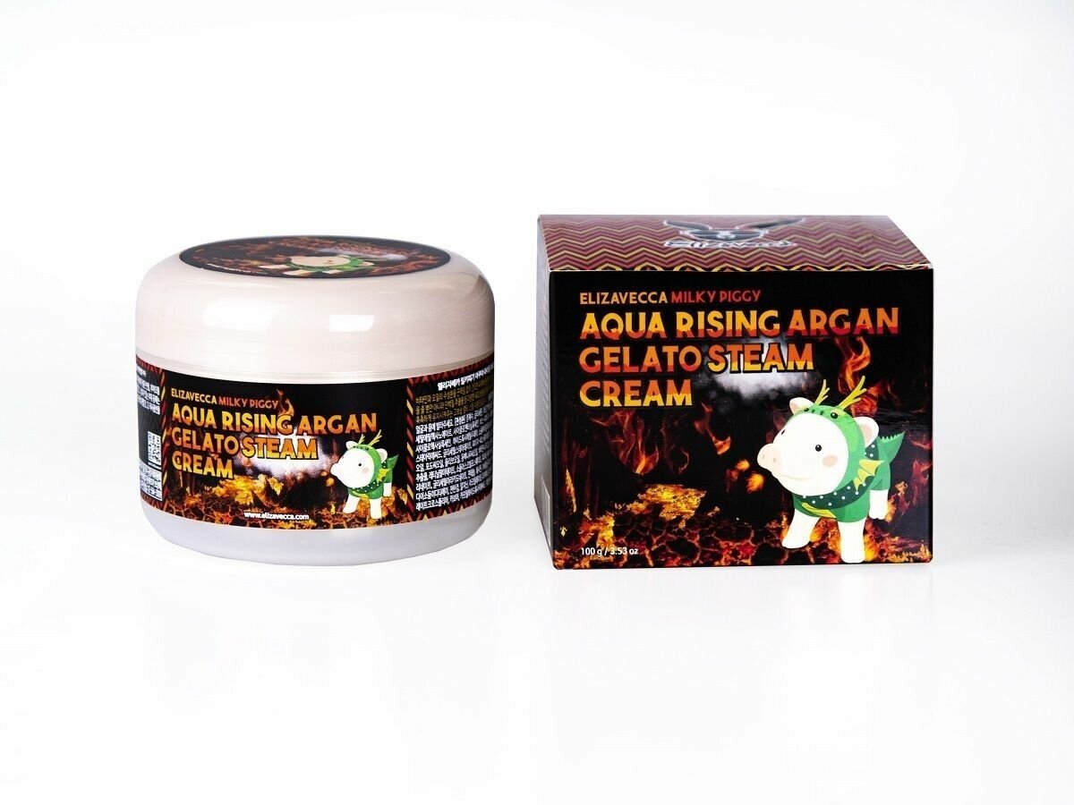 Elizavecca milky piggy aqua rising argan gelato steam cream крем фото 7