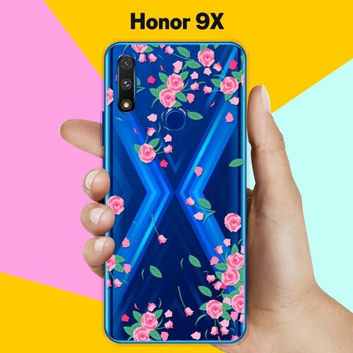 Силиконовый чехол Розочки на Honor 9X силиконовый чехол на honor 9x хонор 9x good luck