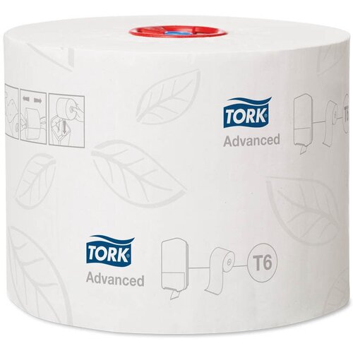 Комплект 27 шт, Бумага туалетная Tork Advanced(Т6) 2-слойная, Mid-size рулон, 100м/рул, мягкая, тиснение, белая
